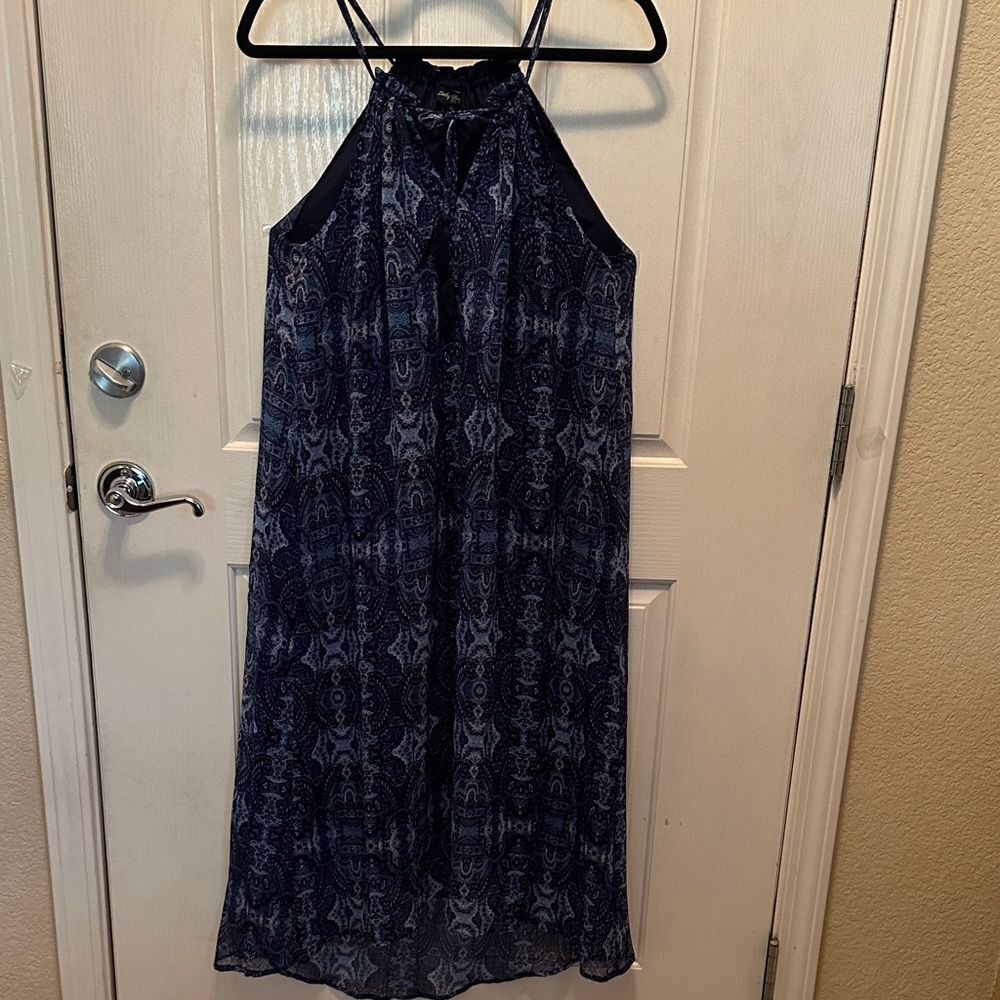 Lucky Brand Navy Patterned Romantic Boho Date Night Midi Maxi Dress Size M